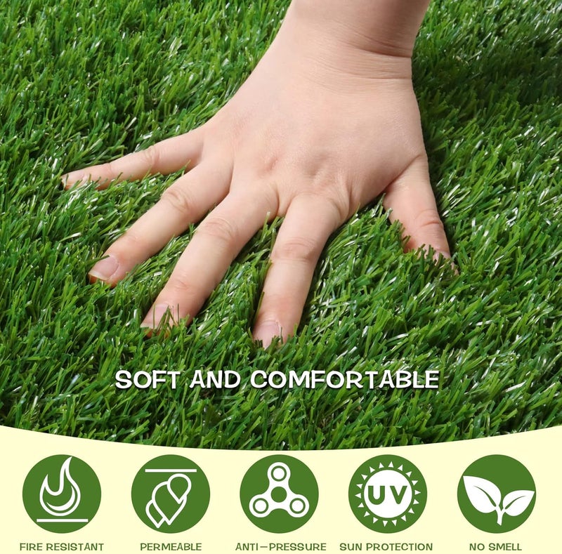 Heyroll Store Artificial Grass Thick Turf Rug 4 ft x 6 ft, 35MM Outdoor Indoor Fake Grass Mat, Astro Turf Lawn for Dogs Pets, Synthetic Grass Rug with Drainage Holes & Rubber Backing/Custom Size - Image 4